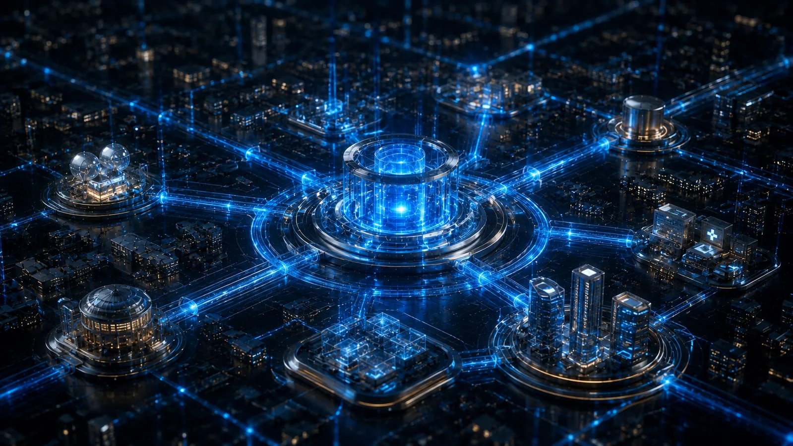 Connected municipal network infrastructure serving a modern city
